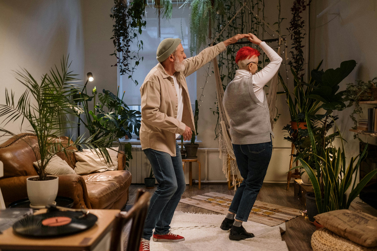 elderly couple dancing, both are happy and healthy and cognitively sharp 