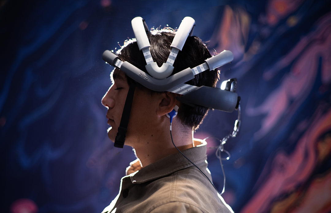 Male relaxing during a qEEG Brainwave Recording Session